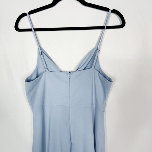 She + Sky Blue Medium M Twist Front Keyhole Mini Dress Casual Summer VNeck - Picture 6 of 10